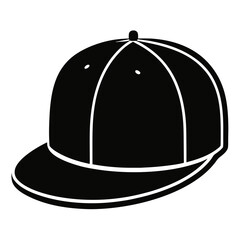 Minimalist Flat Brim Snapback Vector Illustration – Black Silhouette