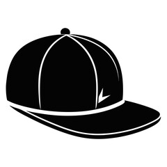 Minimalist Flat Brim Snapback Vector Illustration – Black Silhouette