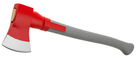 Isolated Red Axe with Gray Handle