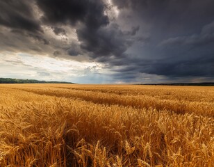 golden field under a dramatic sky