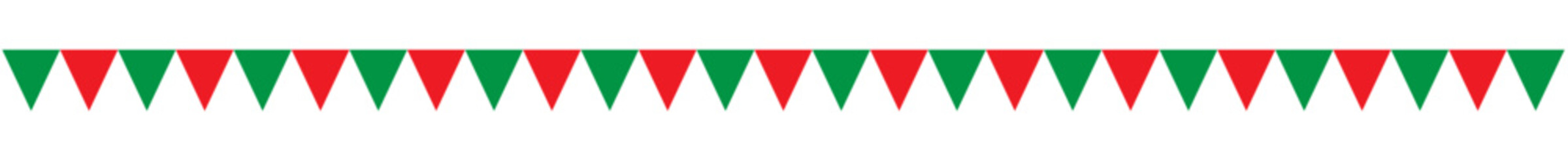 Decorative triangle garlands, party flags and bunting flags for party, Christmas, birthday celebration, festival, carnival and happy birthday. Isolated on transparent backgrounds. Vector illustration.