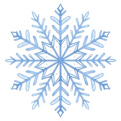 Beautiful Blue Watercolor Snowflake Illustration.