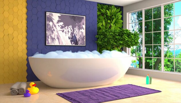 Playful Bubble Bath in a Modern Bathroom