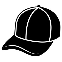 Trucker Hat Black Silhouette Vector on White Background