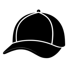Trucker Hat Black Silhouette Vector on White Background