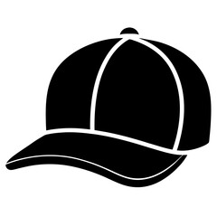 Trucker Hat Black Silhouette Vector on White Background