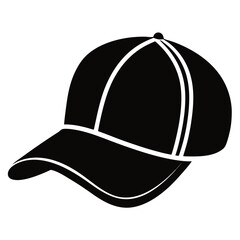 Trucker Hat Black Silhouette Vector on White Background