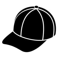 Trucker Hat Black Silhouette Vector on White Background
