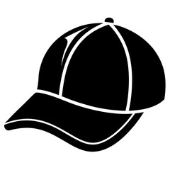Trucker Hat Black Silhouette Vector on White Background