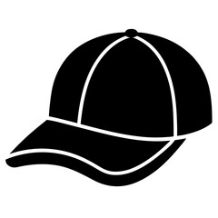Trucker Hat Black Silhouette Vector on White Background