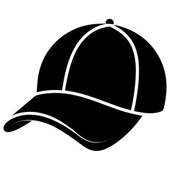 Trucker Hat Black Silhouette Vector on White Background