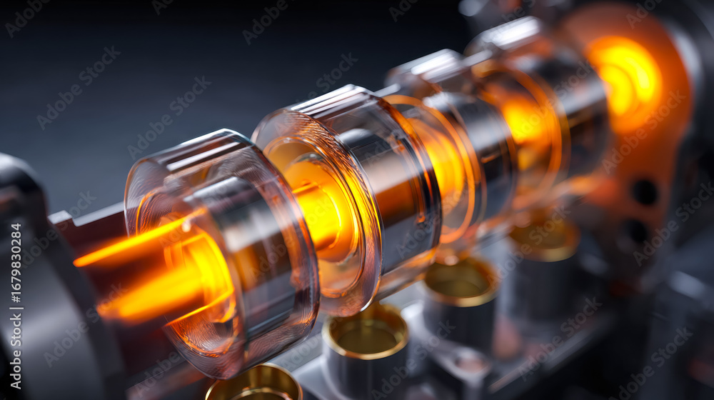 Poster advanced fiber laser system with illuminated components and precision alignment