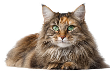 Obraz premium Longhaired Tabby Cat Portrait on Transparent Background