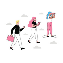 vector illustration of a woman with a bag