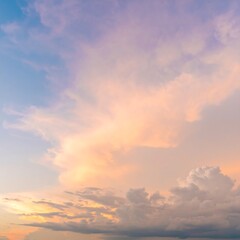 Obraz premium Beautiful Pastel Sky with Fluffy Clouds at Sunset.
