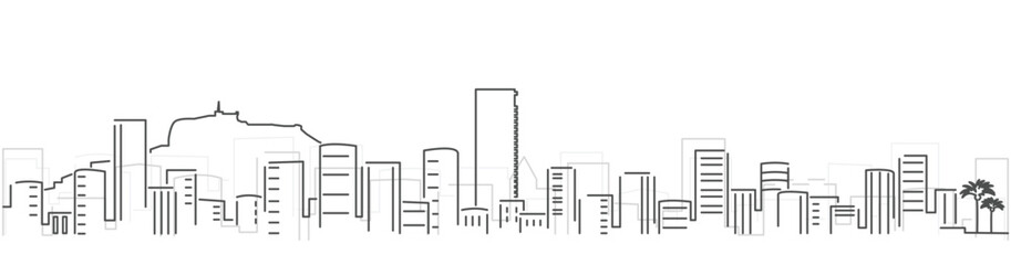 Alicante Simple Dark Lines Skyline on White Background