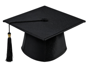 Realistic Graduation Cap Floating, Front View, Isolated PNG