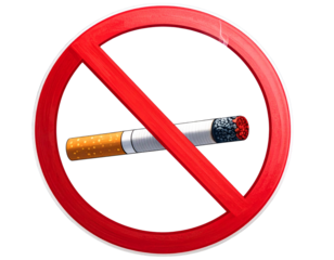 Classic No Smoking Sign with Cigarette and Red Slash, Isolated