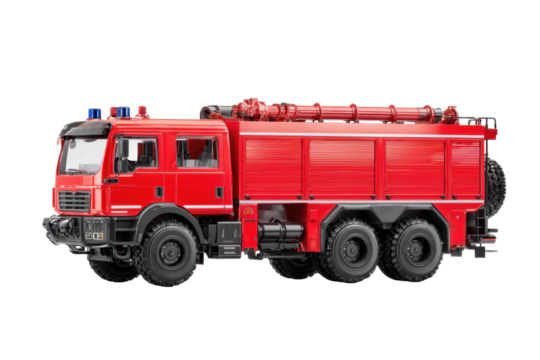 Red Fire Engine Truck Isolated on Transparent Background
