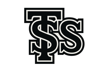 Obraz premium TSS monogram logo design. Bold and modern interlocking letters T and S. Sporty collegiate style emblem for brand identity. Vector icon symbol. Abstract typography concept.