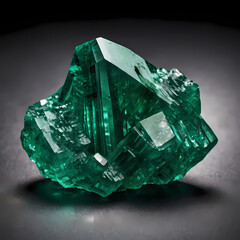 Uncut emerald crystal with vibrant green color and raw texture