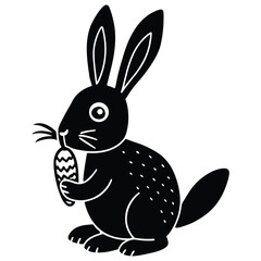 bunny eating carrot vector illustration