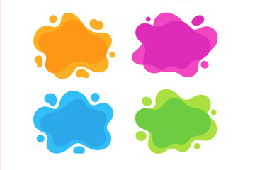 Set of colorful liquid abstract graphic elements. Modern flowing fluid shapes. Vector banners with transparent background. Dynamic amoeba blobs for design, templates, posters.