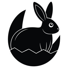 bunny in egg vector illustration