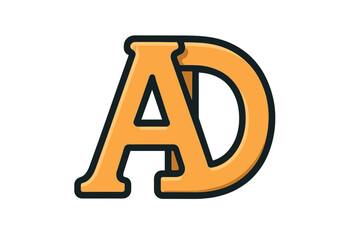 AD monogram logo design vector. Letter A and D initial symbol. Modern DA typography icon for business brand identity. Bold cartoon style graphic illustration emblem element.
