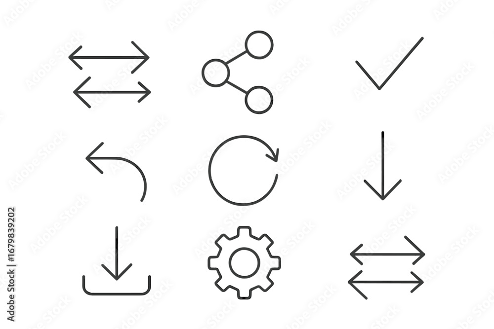 Fototapete set of essential web icons in a thin line style. vector pictograms for ui and ux design, including d