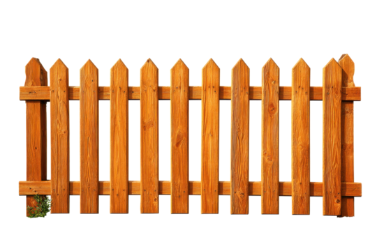 Wooden Picket Fence on Transparent Background