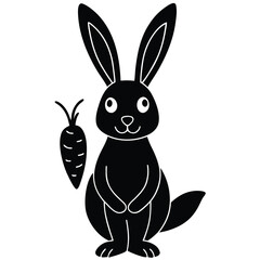 bunny with carrot vector illustration