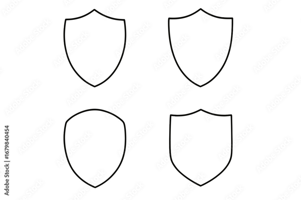 Poster thin line shield icon collection. editable stroke vector set for web design, app ui, book covers, bu