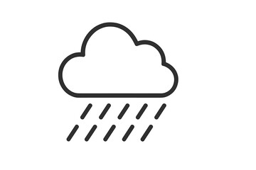 Rain cloud outline icon for graphic and web design. Weather forecast pictogram. Simple line art vector illustration. Rainy day, storm, drizzle, precipitation, downpour concept.