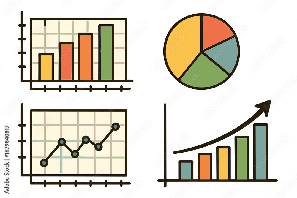 Poster set of business data analysis charts and graphs. vector illustration of infographic elements. pie ch