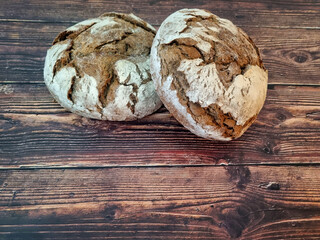 Bakery concept, a pair of buckwheat breads with copy space