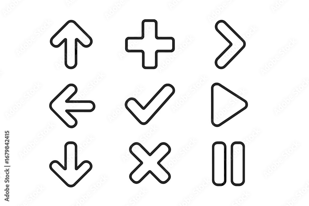 Leinwandbilder minimal line icon set for ui, ux. web and mobile app interface design elements. vector symbols: arro