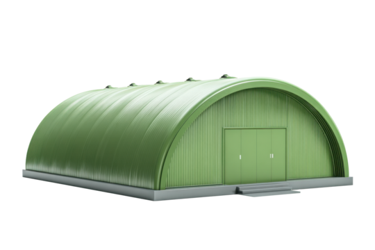 Green Arched Field House on Transparent Background