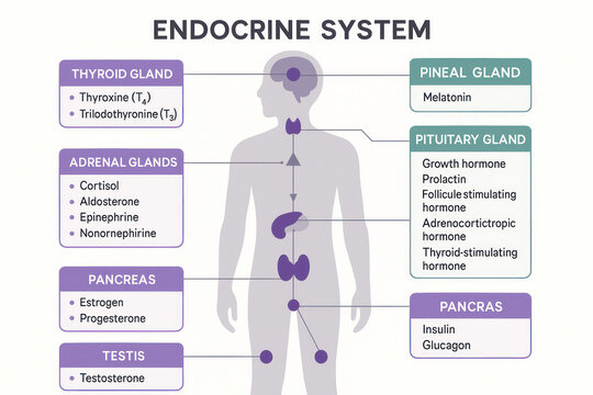 Endocrine System Diagram: Illustration of Human Hormone Glands and Function [Illustration]