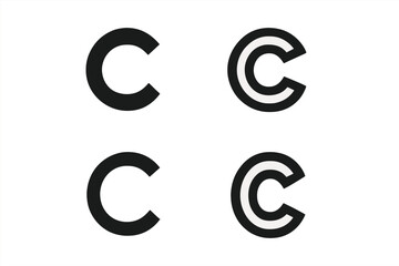 Minimal C monogram logo design set. Vector illustration for corporate identity. Black and white alphabet letter C icon collection for modern branding. Simple graphic symbol.