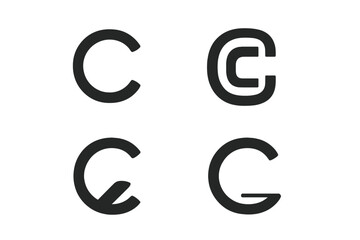 Set of minimal C letter monogram logo designs. Vector C icon collection for branding. Modern, simple, clean typography symbols for business identity and graphic design concepts.