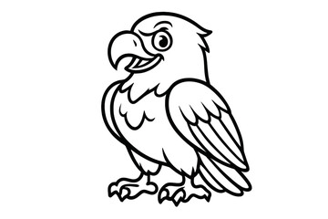 Obraz premium Eagle character mascot. Proud hawk cartoon line art. Vector illustration for coloring book page. Falcon bird symbol. Wildlife graphic. American freedom and pride concept design.
