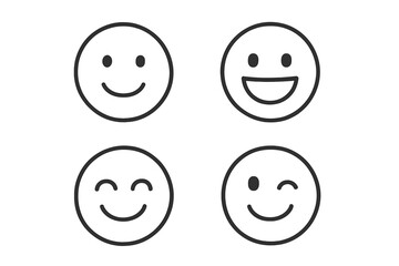 Fototapeta premium Smile thin line icon collection, editable stroke vector set for websites, apps, books, cards, cartoons, transparent background, ordered design, cheerful expression symbols