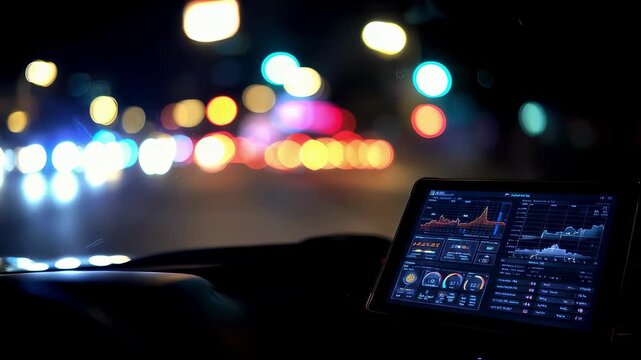 Medium shot showcasing a tablet with a clear SmartPolicing Transparency Dashboard featuring crime statistics prominently while the surroundings remain out of focus.