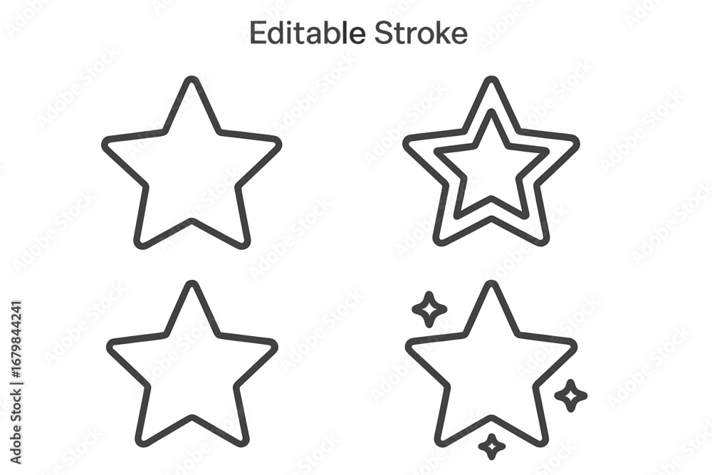 Poster star outline icon set with editable stroke. a collection of simple, modern vector symbols for rating