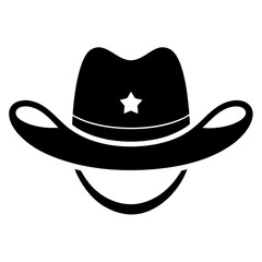 Cowboy Hat Black Silhouette Vector Illustration on White Background