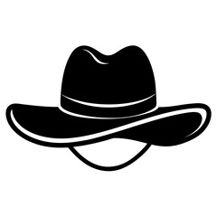 Cowboy Hat Black Silhouette Vector Illustration on White Background