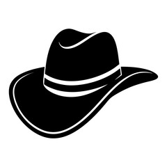 Cowboy Hat Black Silhouette Vector Illustration on White Background