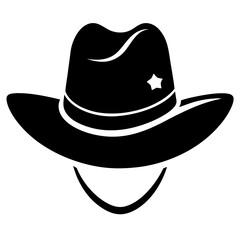 Cowboy Hat Black Silhouette Vector Illustration on White Background