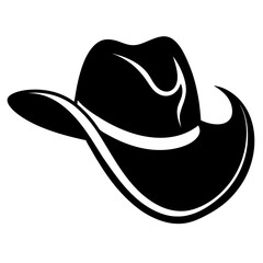 Cowboy Hat Black Silhouette Vector Illustration on White Background